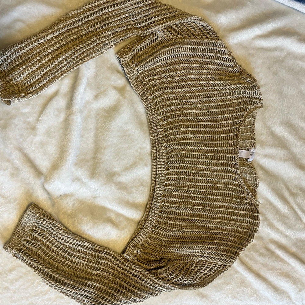 Melrose and Market Tan Ribbed Crew Neck Sweater
